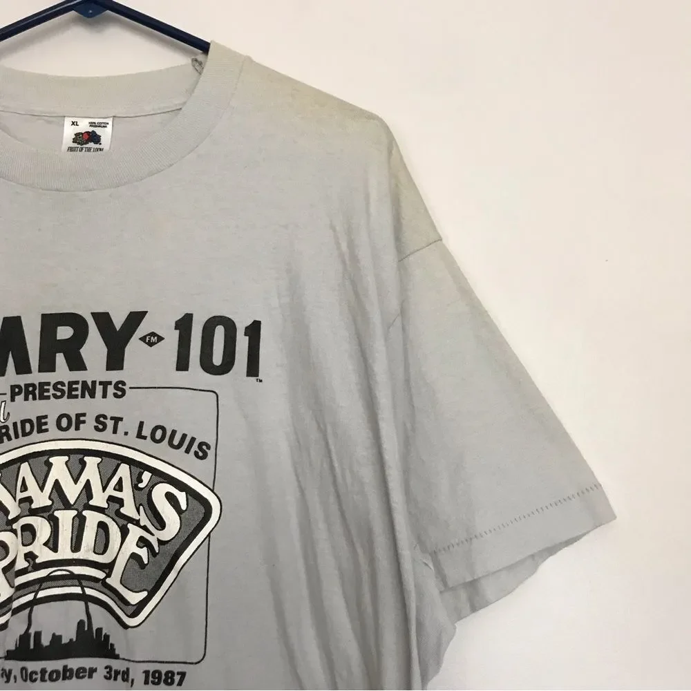 Original Vintage WMRY 101 Mama's Pride Gray Tshirt Tee Sz XL 80s 1987 St Louis